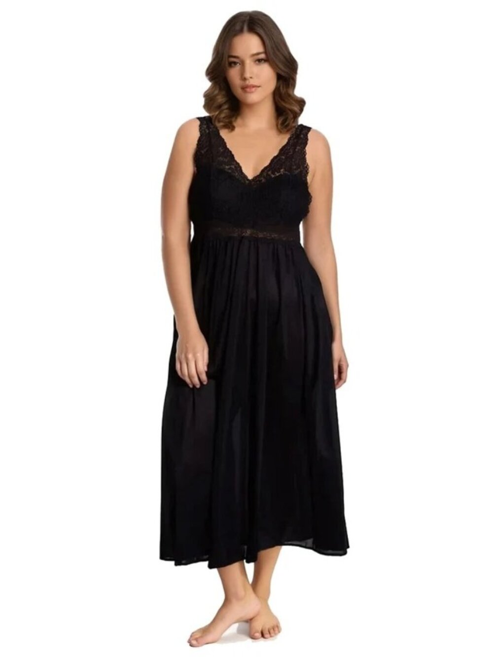Exquisite Form Nightgown XL Floral Lace Scalloped Trim Sleeveless Whimsigoth